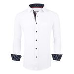 ALEX VANDO Mens Button Down Shirt Regular Fit Long Sleeve Casual Dress Shirts for Men,White,M