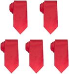 Luckyvestir 5pcs Mens Red Tie Solid Satin Neck Ties 3.15'' Formal Necktie for Wedding Business Christmas Father's Valentine's Day Gift (Red 5 pcs)