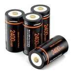 TESSGO 4 Pack Rechargeable 3V Lithium Batteries, 2400mWh High Capacity, USB Charging Input, Micro USB Cable, Rechargeable Camera Batteries