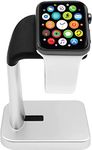 Macally Stand for iWatch - The Perfect Nightstand Charging Dock Station - Compatible with Smartwatch Series 6, Series 5, Series 4, Series 3, Series 2, Series 1 (44mm, 42mm, 40mm, 38mm) (Silver)