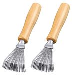 2PCS Brush Cleaner Hair Brush Cleaner Tool Comb Cleaner Hair Brush Cleaner Comb Mini Dirt Removal Hair Brush with Metal Wire Rake Wooden Handle for Salonge Home