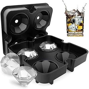 RROAD 3D Silicone Ice Cube Ice Trays Sphere Mold Super Flexible High Grade Silicone Ice Cube Molds for Whiskey, Cocktails, Beverages, Iced Tea Coffee (Diamond)