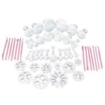 First Try 47 Piece Set Fondant Cake Cookie Plunger Cutter Sugarcraft Flower Leaf Butterfly Heart Shape Decorating Mold DIY Tools 33 Pcs Plunger Cutter with 14 Pcs Fondant Stick Set