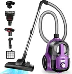 Zefiro Canister Vacuum Cleaner, Bagless Canister Vacuum for Home, Powerful Suction, Auto Cord Rewind, HEPA Filter, Corded Vacuum for Hard Floors, Carpet, Pet Hair, Apartment/Rental Friendly