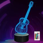 Guitar Gifts for Music Lover, Ammonite Guitar 3D Illusion Lamp 16 Colors Changing with Remote Control & Timer, Amazing Idea Choice for Musical Instrument Shop Home Party Supply Decoration