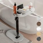 Yumkfoi Bamboo Bathtub Tray Table with Adjustable Height, Freestanding Bathtub Caddy for Tub Against Wall, Tub Organizer Suitable for Luxury Spa and House Warming Gift - Patent Protected (Gray)