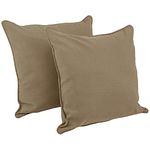 Blazing Needles Double-Corded Solid Twill Square Floor Pillows with Inserts (Set of 2), 25", Toffee