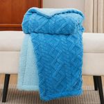 Bedsure Sherpa Fleece Throw Blanket for Couch - Fuzzy Soft Cozy Cable Throw for Women, Thick Warm Blanket for Winter, Horizon Blue, 50x60 Inches