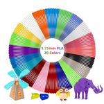 GEEETECH 3D Pen Filament PLA, 20 Colors 1.75mm 3D Printing Filament Refills, Total 328 Feet, 200+ EBook Templates, 3D Pen Colours for MYNT3D, ODRVM, Tecboss, Lovebay