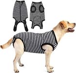 Dog Surgical Recovery Suit,Surgery Large Female Male Shirt,Spay,Neuter Recovery Recovery Clothes,Zipper Closure Cotton Striped Wounds Protect Suit,Black Striped XL