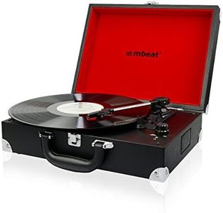 mbeat Retro Briefcase-Style USB Turntable Record Player Vinyl to MP3 Built-In Stereo Speakers Black