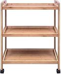 Hygrad Bamboo 3 Tier Kitchen Storage Rack Serving Trolley Island Cart With Wheels, Drinks, Bar Cart, Serving Kitchen Cart, Storage Shelf with Lockable Castors, 60.5 x 33 x 73 cm, for Lounge, Party,