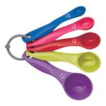 Colourworks Measuring Spoon Set, 5 Spoons for Measuring Food, Durable, Stain Resistant and Dishwasher Safe Plastic, Bright Colours, Brights