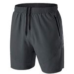 HMIYA Men's Sport Shorts Quick Dry Running Gym Casual Short Lightweight with Zip Pockets(Dark Gray,EU-L/US-M)