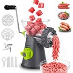 Manual Meat Grinder, 6-in-1 Meat Mincer with Heavy Duty Powerful Suction Base, Sausage Maker,Mincer Machine,Meat Mincers for Home Use for Beef, Mince, Vegetables, Noodles