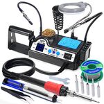 WEP 927-IV 110W Soldering Iron Station Kit with LED Magnifier, 2 Helping Hands, 30g LEAD-FREE Solder Wire, 3 Soldering Tips, Desoldering Pump, ESD-Safe Tweezers