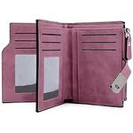 GOUNNU Wallets for Women PU Leather Ladies Small Purses, Women Wallets with Zip Coin Pocket, Bifold Leather Purses for Women Large Capacity Women's Wallet with 16 Card Slots (Wine Red)