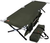 Tough Outdoors Evergreen Camping Cot XL - Cots for Sleeping - Foldable Camping Beds for Adults - XL 2 Person Portable Folding Bed - 300 lbs (136 kg) Capacity - 83” x 32��” (211 x 81 cm) - Army Green