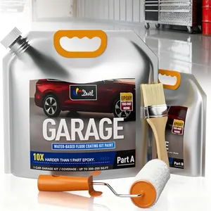 DWIL Garage Floor Epoxy Kit, Garage Floor Paint with Tools, Epoxy Coating for Concrete - High Gloss, Water-based, Low Odor - 1 Car Kit, Light Gray