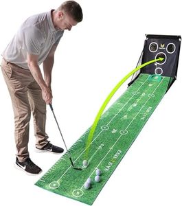 EGOOIEYE Putting Green Indoor, Putting matt for Golf Practice with Swing Path Feedback, Automatic Ball Return, 4 Real Golf Balls, Golf Simulators for Home Great Gift