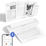 MUNBYN Portable Printers Wireless for Travel ITP02, Portable Printer Bluetooth, Support 8.5"x11" & A4 Thermal Paper, Compatible with Android, iOS & Laptop, Small Printer for Office, School(White)