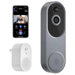 Occuwave 1080P Video Doorbell Camera Wireless with Chime, Cloud Storage, Night Vision, 2.4Ghz WiFi, Live Image, 2-Way Audio, Indoor Surveillance, Real-Time Alert (Silver)