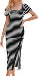 GRACE KARIN Women's Work Business Casual Dresses Striped Long Bodycon Dresses 2025 Black XL