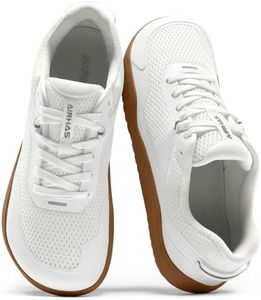 AIRHAS Mens Zero Drop Barefoot Shoes Anatomical Tox Box Sneakers for Men Gym Workout Cross Training Shoes(White/Gum,7.0)
