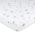 American Baby Company Printed 100% Natural Cotton Jersey Knit 18" x 36" Cradle/Bassinet Sheet - Fitted, Super Stars, Soft Breathable, for Boys and Girls (Pack of 1)