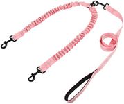 YAODHAOD Double Dog Leash for Two Dogs, 360° Swivel No Tangle with Soft Handle,Shock Absorbing Bungee Reflective Heavy 2 Dog Leashes, Walking & Training Leash Two Dogs Splitter (Pink)