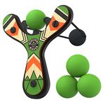 Mighty Fun! Mischief Maker® Slingshot, Classic Wooden Toy Slingshot, Made from Real Wood with Soft Foam Balls, Full-Color Sling Shot for Indoor/Outdoor Play, Launching Game Toy for Kids, Green Classic