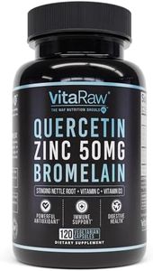 VitaRaw Quercetin with Bromelain 500mg Capsules, Supports Immune Response, Joint Comfort, & Overall Wellness - Vitamin C, Zinc 50mg, & Vitamin D3 5000 IU - Immunity Health Pills