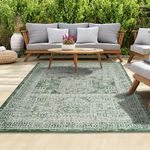 homeart Outdoor Rug - Easy-Clean, Durable, Stain-Resistant, Weather & UV Resistant Indoor & Outdoor Rugs for Porch, Deck, Balcony, Garden, Picnic and Patio | Vintage Green, Cream - 120x170cm