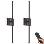 KARTOOSH Battery Operated Wall Sconces with Remote Control, Dimmable Wall Sconces Set of Two, 350°Rotate, 3000K LED Black Wireless Wall Light for Living Room, Hallway, Bedroom, 32.2 Inch (2 Pack)