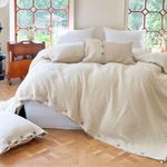 Simple&Opulence 100% Pure Linen Duvet Cover Set with Coconut Button Closure, 3 Pieces Soft Home Accessories Bedding with 1 Comforter Cover and 2 Pillowcases(King 230cm x 220cm,Linen)