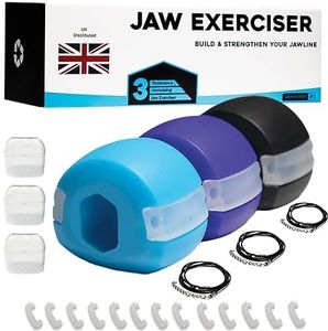 Lock N Stock Jaw Trainer, Exerciser for Jawline - Pack of 3 - Three Levels Of Resistance - Build & Chisel Your Jawline Jawz Includes 12 FREE Extra Biting Strips & 3 Necklaces (UK)