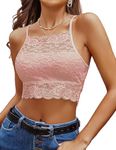 Avidlove Lace Bralette Lace Camisoles for Women Camisoles Racerback Double-Layered Y2K Crop Top Pink 2 S