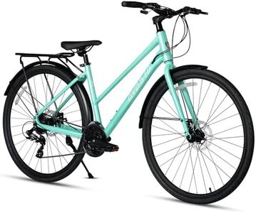 AVASTA Neptune Road Hybrid Bike 700C Lightweight Aluminum Alloy Frame with 24 Speed City Commute Lady Bicycle with Rear Cargo Rack for Women Female, Dual Disc Brakes, 15-inch Frame, Mint Green