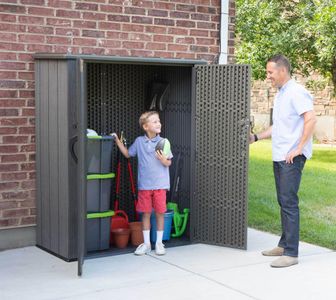 Lifetime Vertical Storage Shed, 53 Cu Ft – Brown Roof, 74x142x174 cm