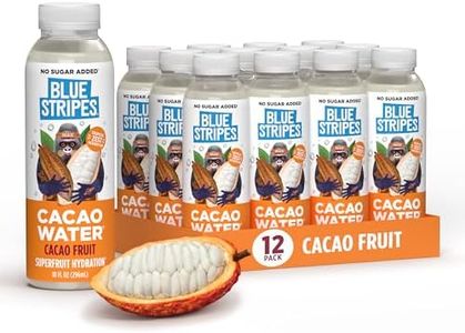 Blue Stripes Cacao Water - Hydration Drink with Natural Electrolytes & Antioxidants | Cold Pressed Juice and Water with No Sugar Added | Plant Based, Non GMO | Cacao Fruit 10 Fl Oz (12 Pack)