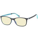 trust optics FeatherView Classic Style Polycarbonate Anti UV/Glare/Harmful Video Gaming Glasses in Blue Black Frame with 0.00x Magnification