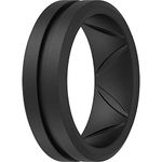 ThunderFit Silicone Wedding Rings for Men, Breathable Brushed Top Mid Line - 8.2mm Width 2.5mm Thick (Black - Size 10.5-11 (20.6mm))