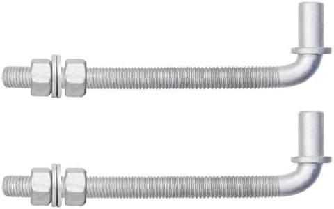 [Pack of 2] 8" J-Bolt Chain Link Fence Gate Hinge, Galvanized Steel J-Bolt Post Hinge with 5/8" Male Hinge Pin, Nuts & Washers Included.