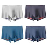 Arjen Kroos Mens Underwear Silky Boxer Briefs Seamless Breathable Trunks with Pouch Double Sided 4-Pack,B01-Multicolor-4s-AK3022,Large