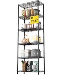 HOMEFORT 6-Tier Wire Shelving, 6 Shelves Unit Metal Storage Rack, Durable Organizer, Perfect for Pantry Closet Kitchen Laundry Organization (Black)