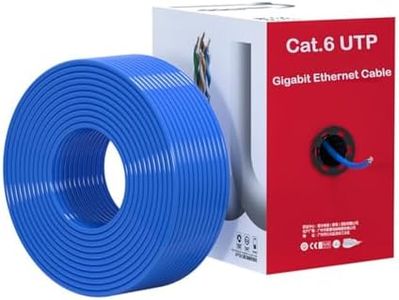 SkyeySnail Ethernet Cable 985ft / 300m Cat6 CMR UTP Solid Pure Copper, PoE++, xGpbs 500MHz, Relex Tangle-Free Pull Box, for Switch Boxes, PoE Devices, Routers