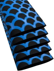 5 Pack(L3.3 ft*5) Heat Shrink Tubing for Fishing Rods, Fish Scale Pattern Fishing Rod Grip Heat Shrink Wrap (φ40mm, Black Base with Blue Texture)