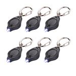 Rabi 6 Pack Mini LED Flashlight Keychain Ultra Bright Key Ring Light Torch with Hook (Black)