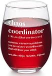 DAZLUTE Chaos Coordinator Stemless Wine Glass for Her Boss Women Best Mom New Mom Coworker Manager Teacher Boss Lady Office Female, Funny Gifts Idea for Women Mothers Day Birthday Christmas, 17oz