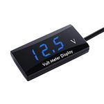 Thlevel 12V Car Digital Voltmeter Waterproof DC 12V LED Display Voltmeter for Car Motorcycle Voltage Volt Meter Gauge (Blue LED)